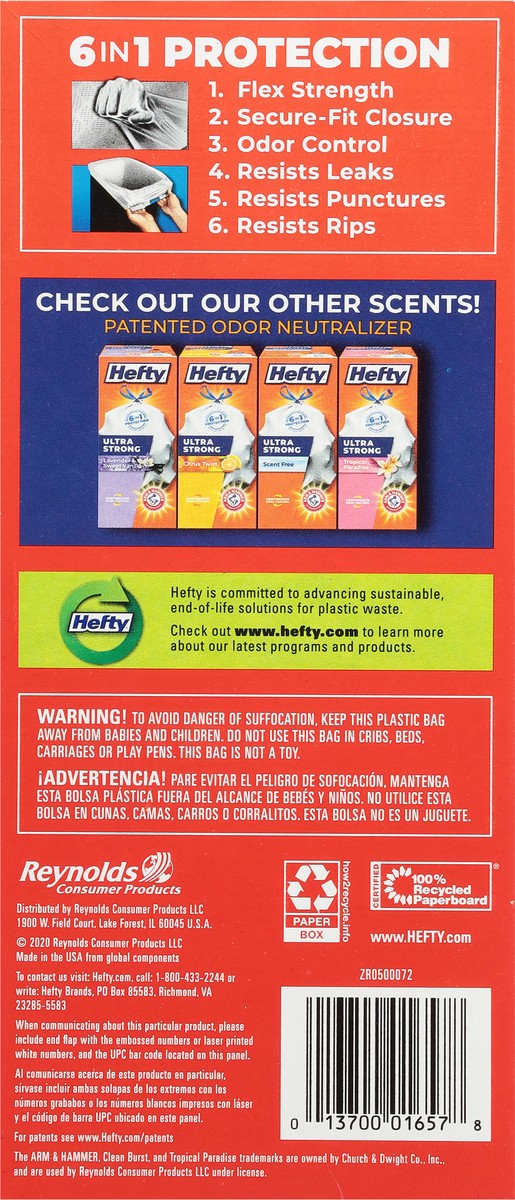slide 11 of 14, Hefty Ultra Strong 13 Gallon Clean Burst Tall Kitchen Drawstring Bags 40 Bags, 40 ct