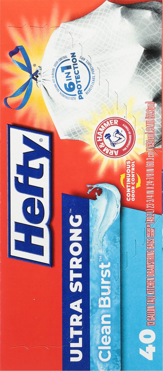 slide 3 of 14, Hefty Ultra Strong 13 Gallon Clean Burst Tall Kitchen Drawstring Bags 40 Bags, 40 ct