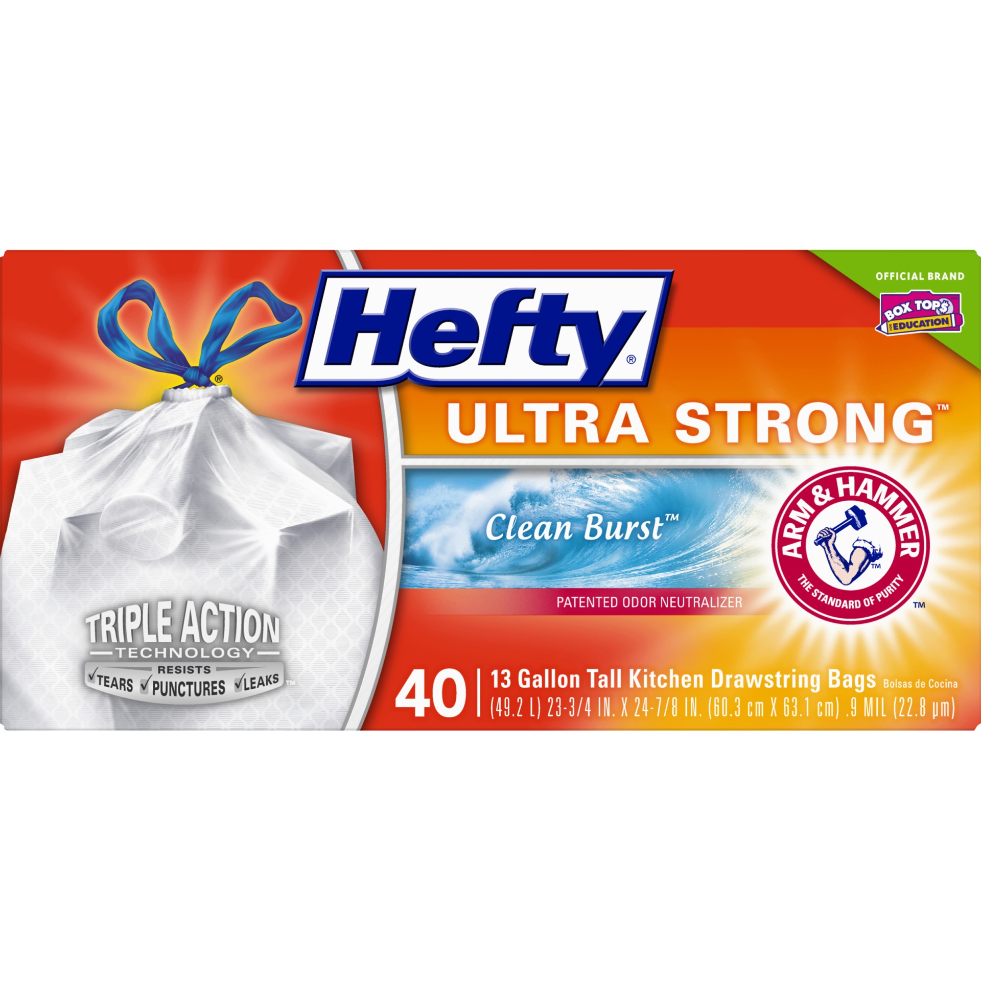 slide 6 of 6, Hefty Ultra Clean Burst Bag, 40 ct