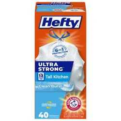 Hefty Ultra Strong 13 Gallon Clean Burst Tall Kitchen Drawstring Bags 40 Bags
