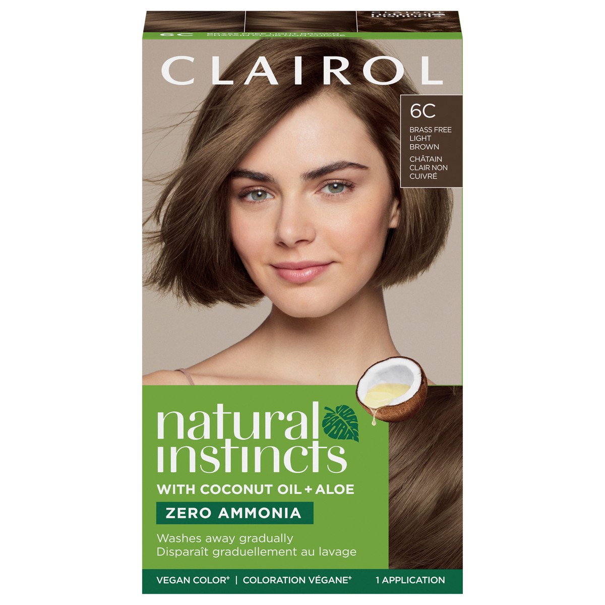 slide 1 of 2, Natural Instincts Clairol Natural Instincts 6C Brass Free Light Brown Hair Color, 1 ct