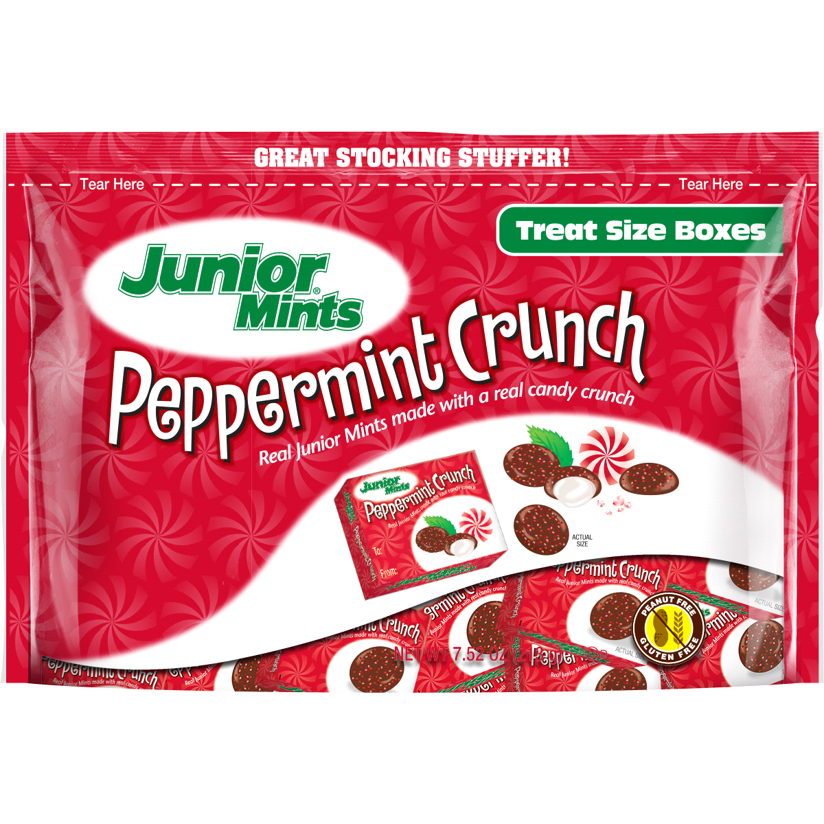 slide 1 of 8, Junior Mints Holiday Peppermint Crunch Treat Size Boxes, 7.52 oz