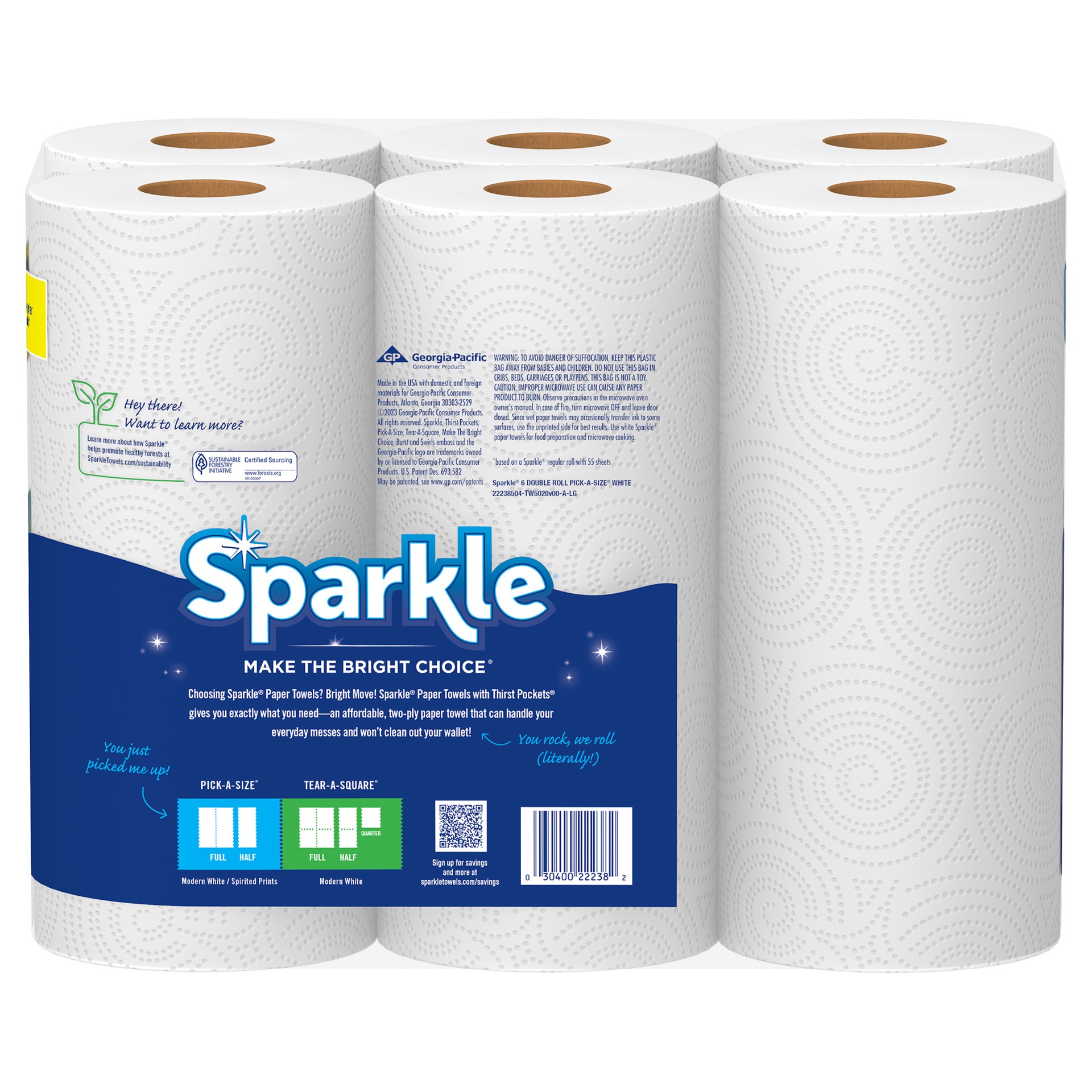 slide 3 of 3, Sparkle Paper Towels, Double Rolls, 6 ct