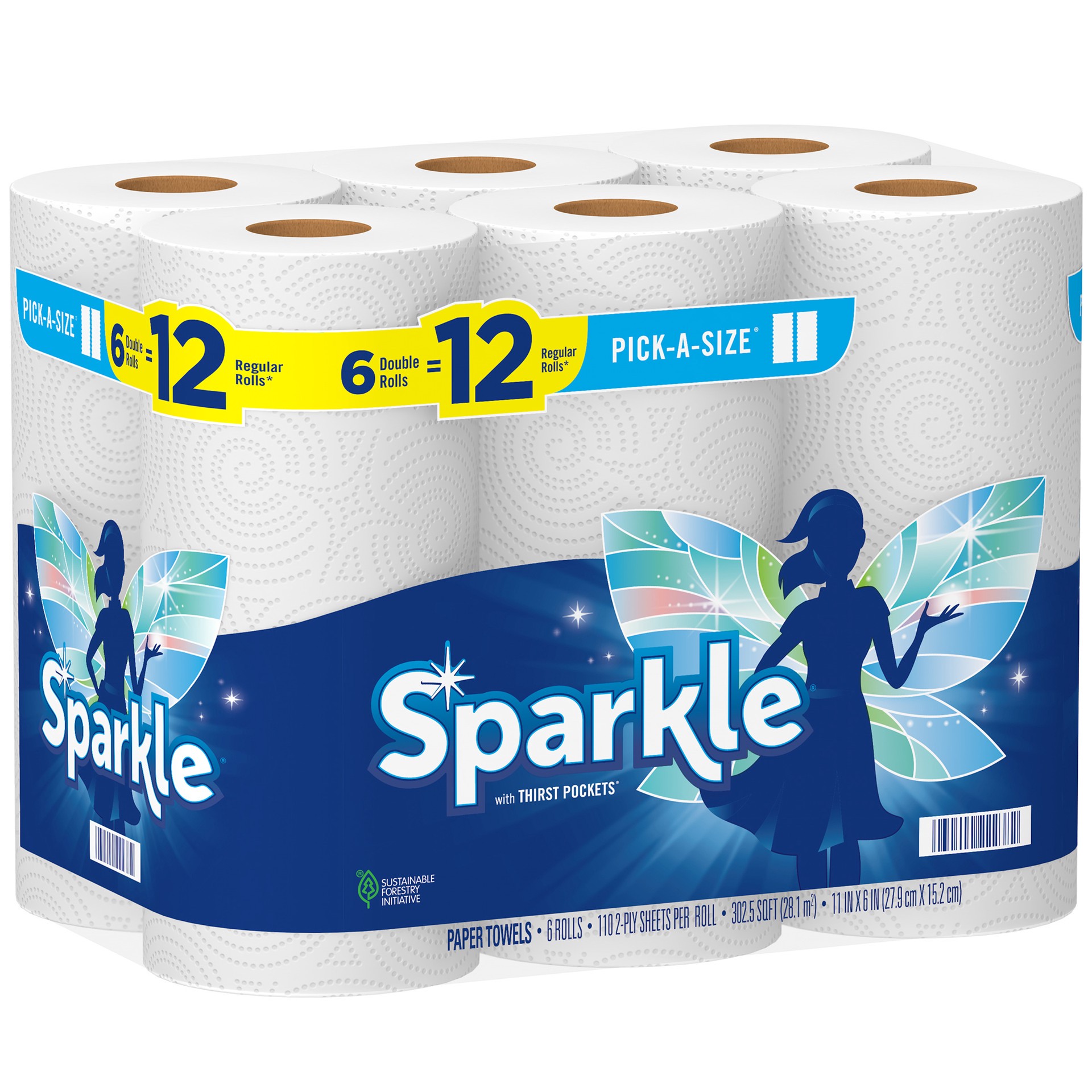 slide 2 of 3, Sparkle Paper Towels, Double Rolls, 6 ct