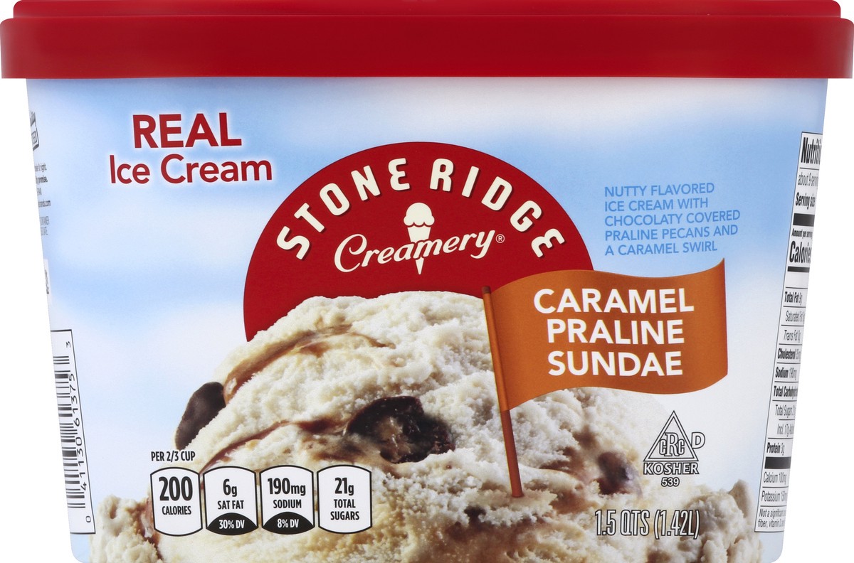 slide 1 of 5, Stone Ridge Creamery Caramel Praline Ice Cream Sundae, 48 fl oz