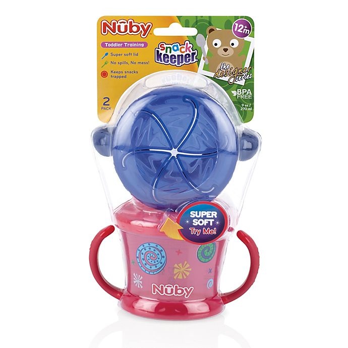 slide 3 of 3, Nuby Snack Keeper - Blue/Red, 1 ct