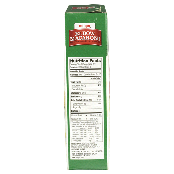 slide 6 of 9, Meijer Elbow Macaroni Pasta, 16 oz