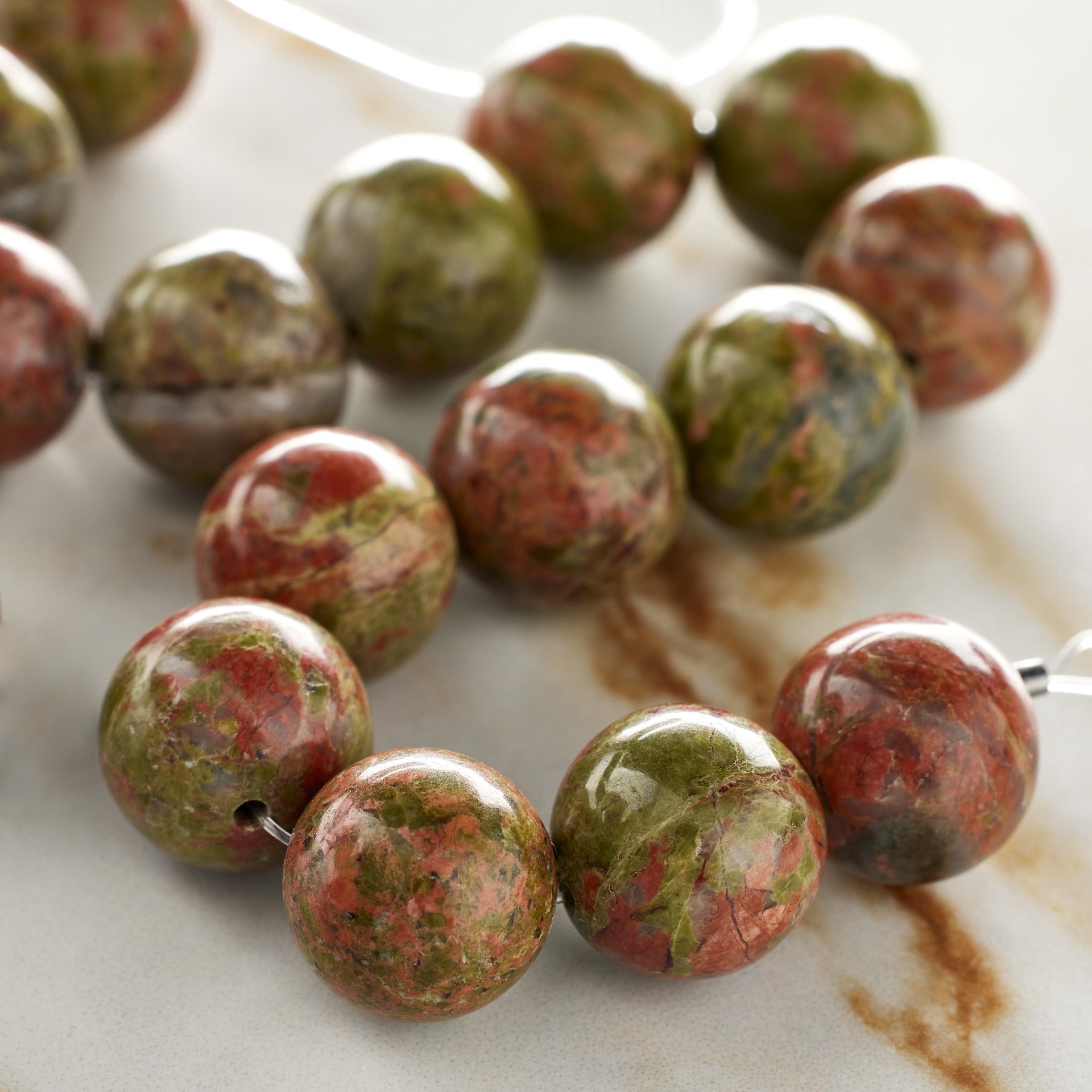 slide 3 of 3, Green Unakite Round Beads, 12mm By Bead Landing, 12mm