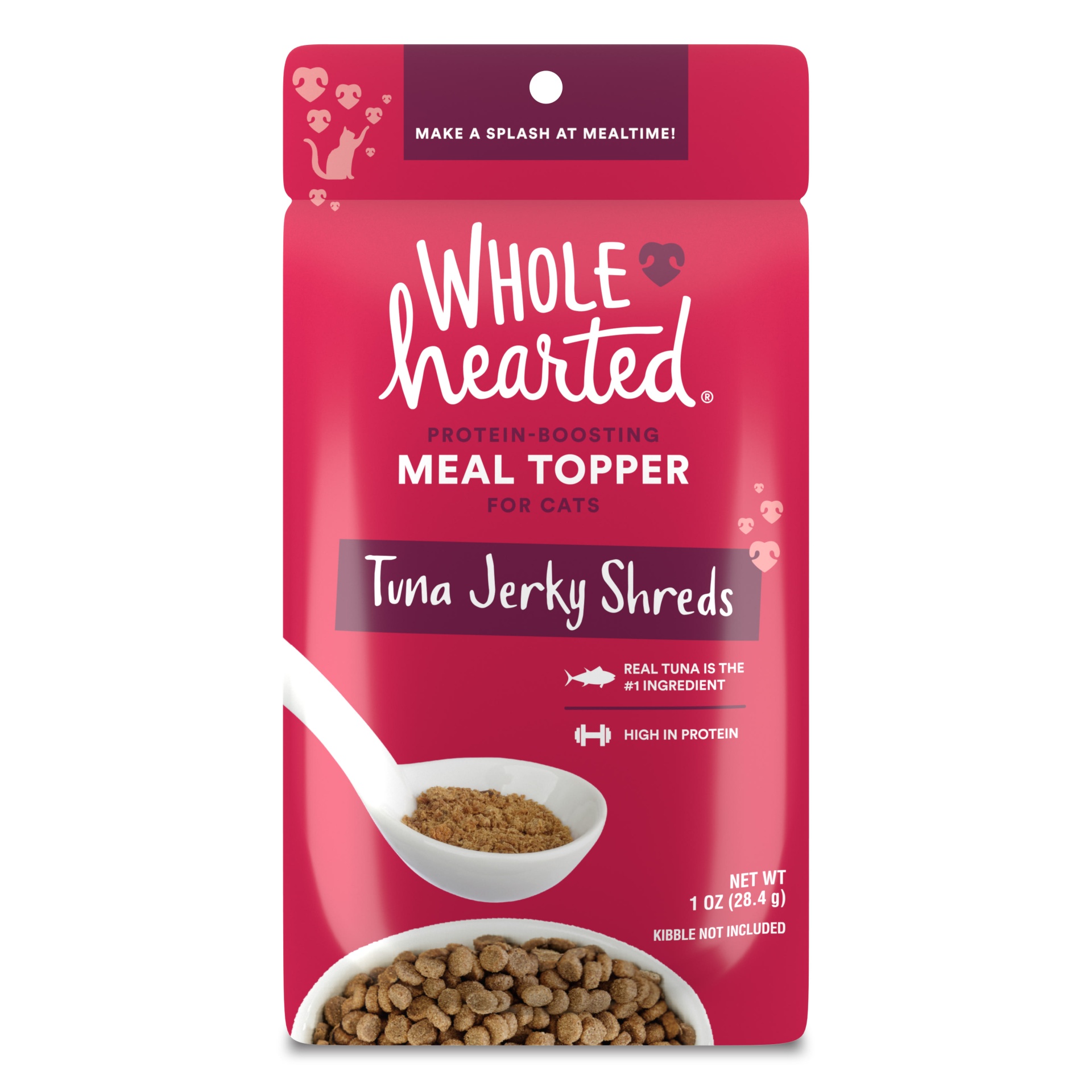 slide 1 of 1, Wholehearted Tuna Jerky Shreds Protein-Boosting Cat Meal Topper, 1 oz., 1 oz