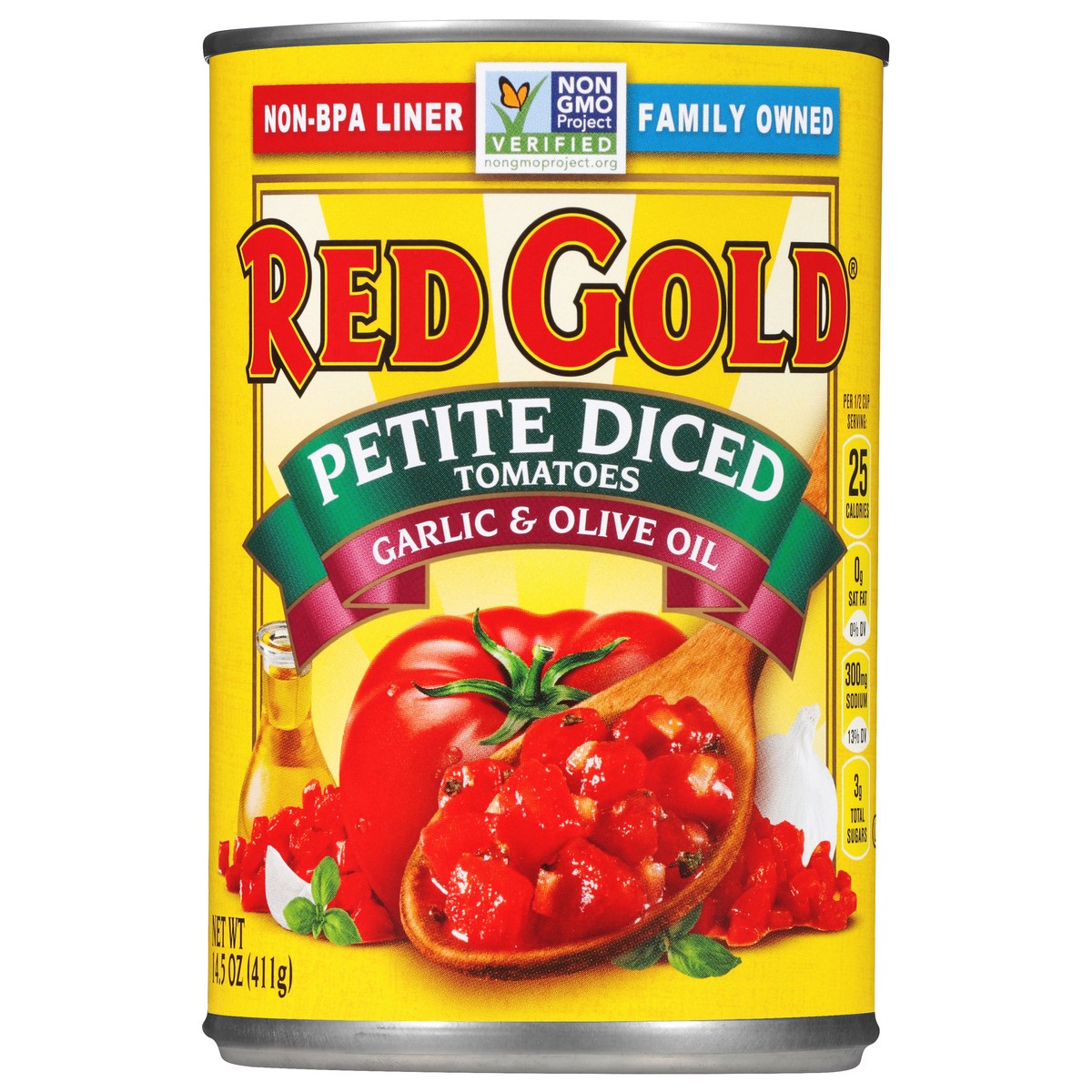 slide 2 of 13, Red Gold Petite Diced Garlic & Olive Oil Tomatoes 14.5 oz, 14.5 oz