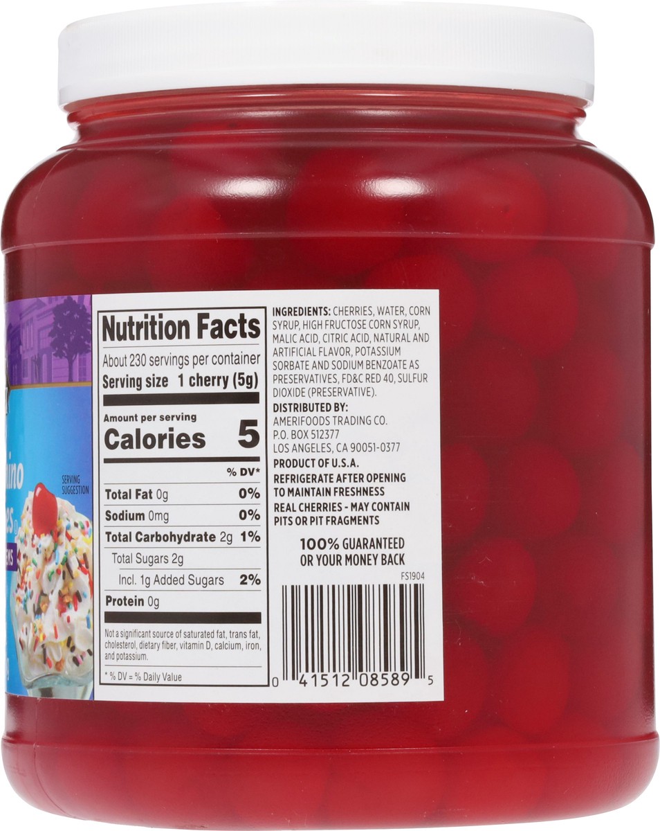 slide 9 of 14, Cb22 First Street Maraschino Cherries Without Stems, 1/2 gal