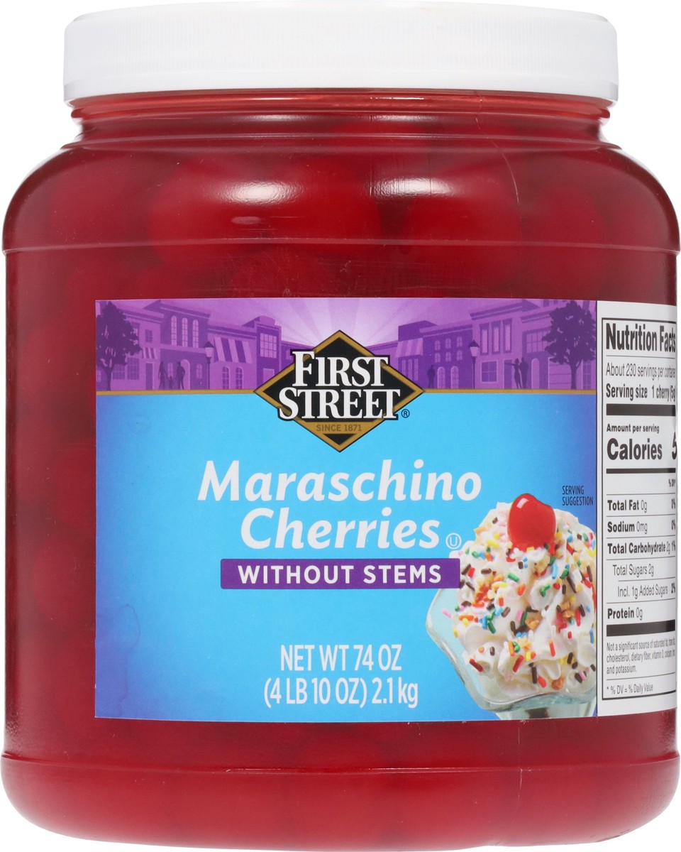 slide 6 of 14, Cb22 First Street Maraschino Cherries Without Stems, 1/2 gal