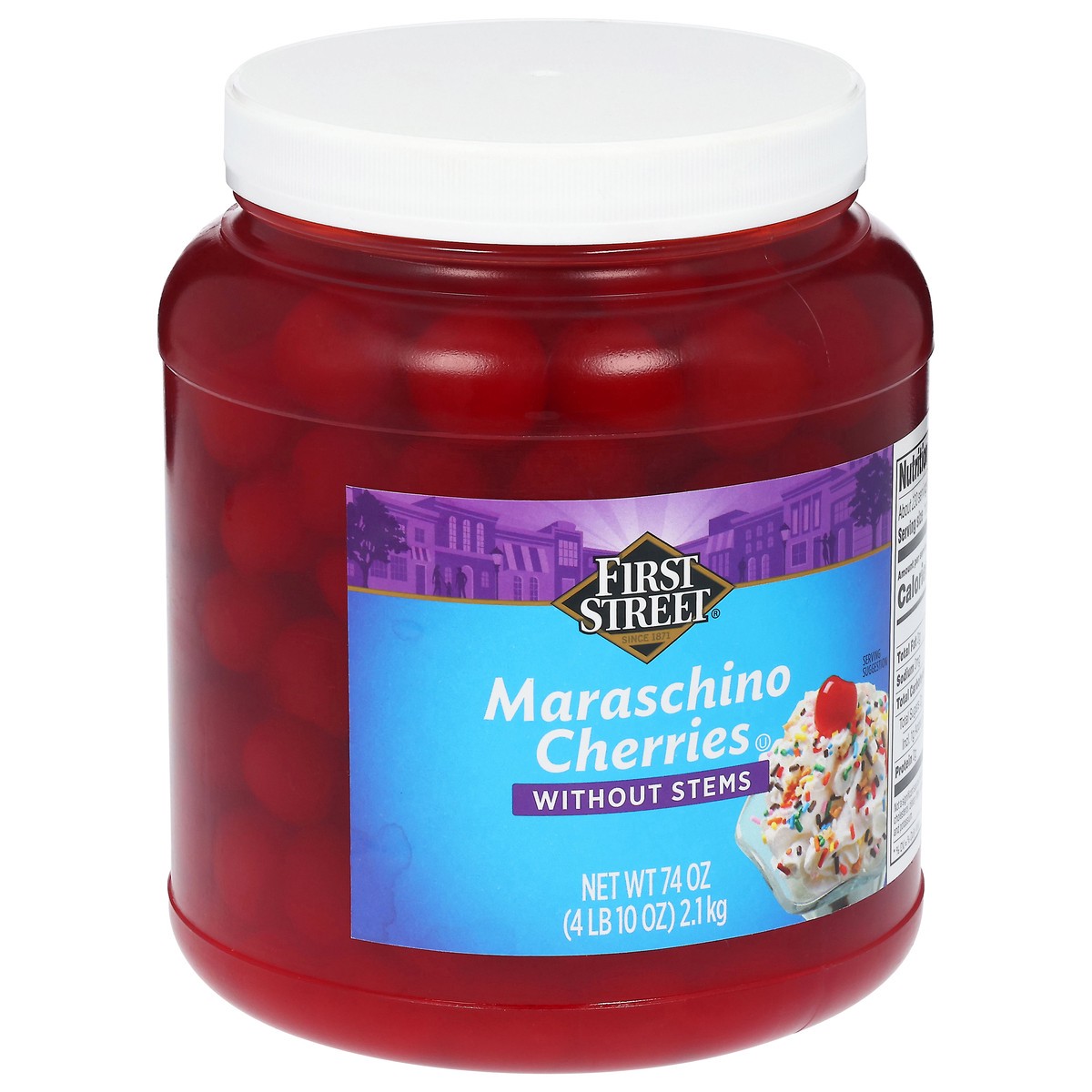 slide 12 of 14, Cb22 First Street Maraschino Cherries Without Stems, 1/2 gal