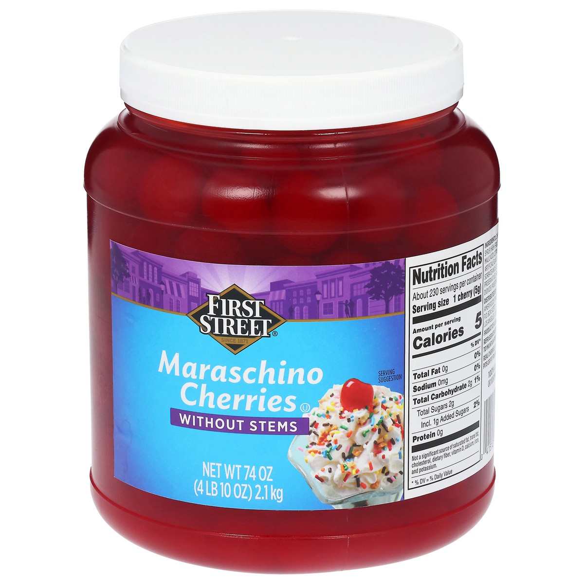 slide 2 of 14, Cb22 First Street Maraschino Cherries Without Stems, 1/2 gal