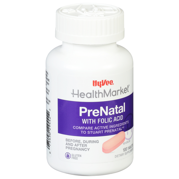 slide 1 of 1, Hy-Vee Healthmarket Prenatal Dietary Supplement Tablets, 100 ct
