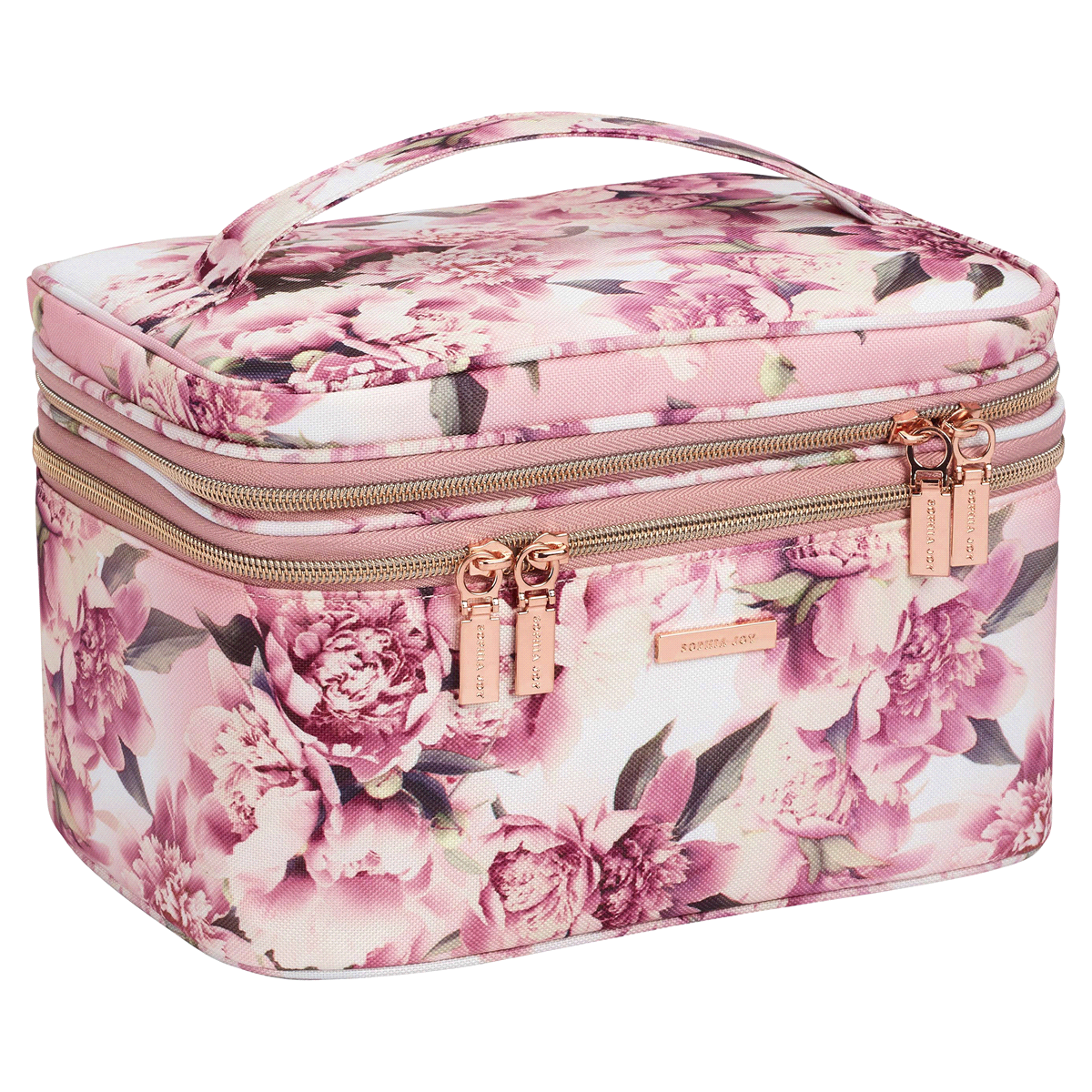 slide 1 of 9, Allegro Sophia Joy Floral Double Zip Train Case, 3 ct