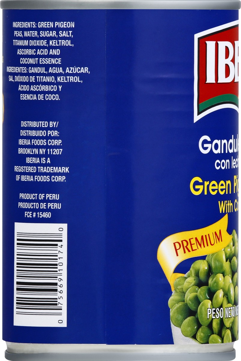 slide 3 of 6, Iberia Green Pigeon Peas, Premium, with Coconut Milk, 15 oz