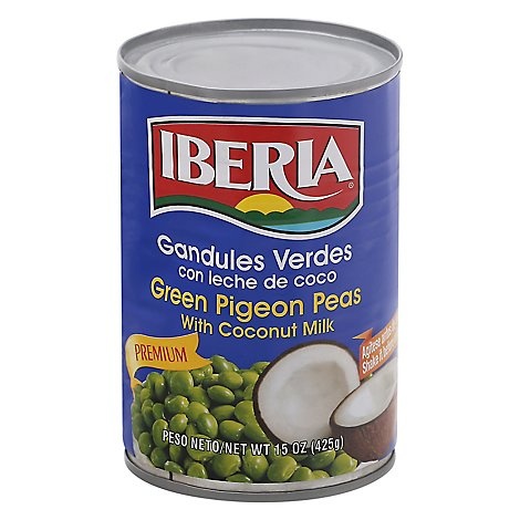 slide 1 of 6, Iberia Green Pigeon Peas, Premium, with Coconut Milk, 15 oz