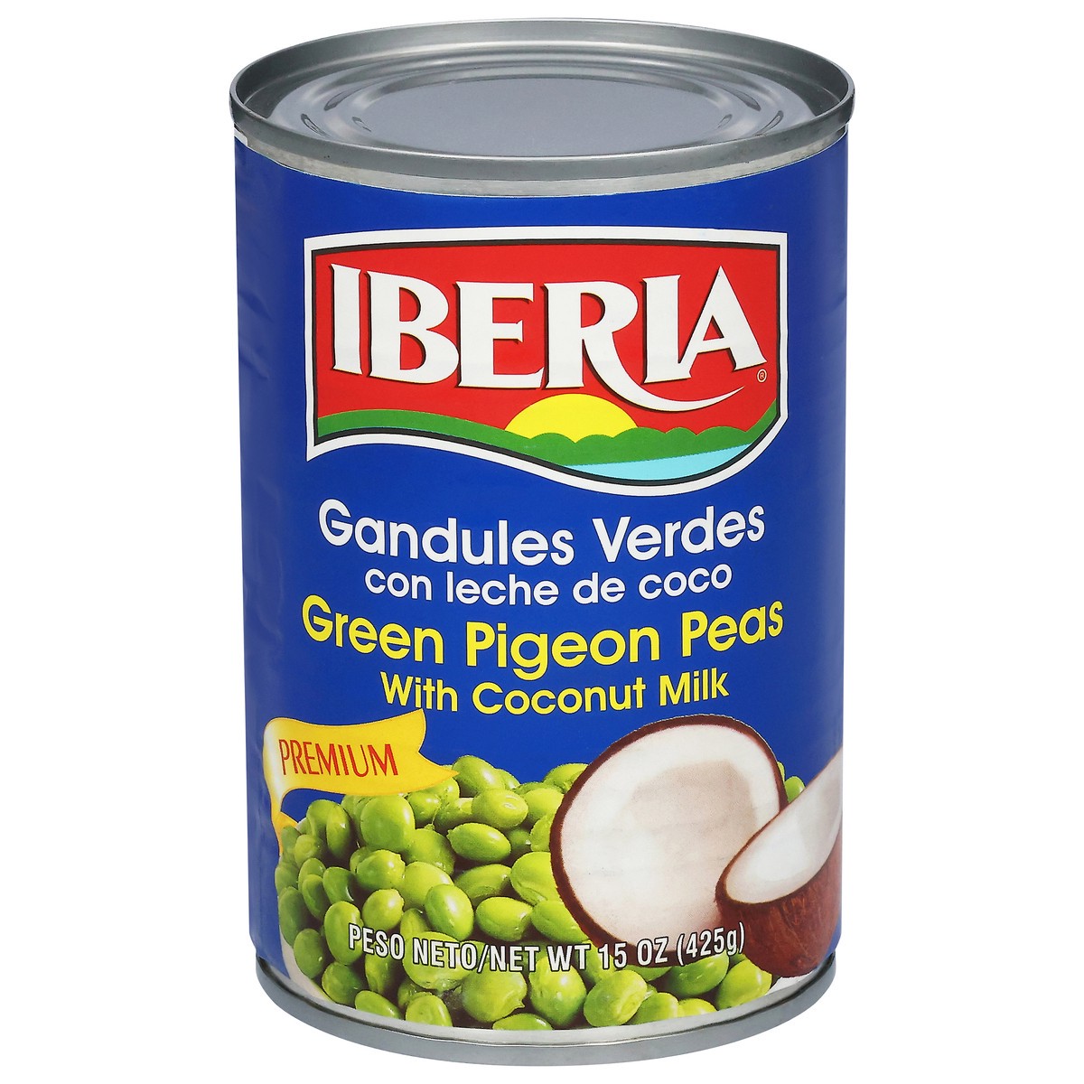 slide 1 of 6, Iberia Premium Green Pigeon Peas with Coconut Milk 15 oz, 15 oz
