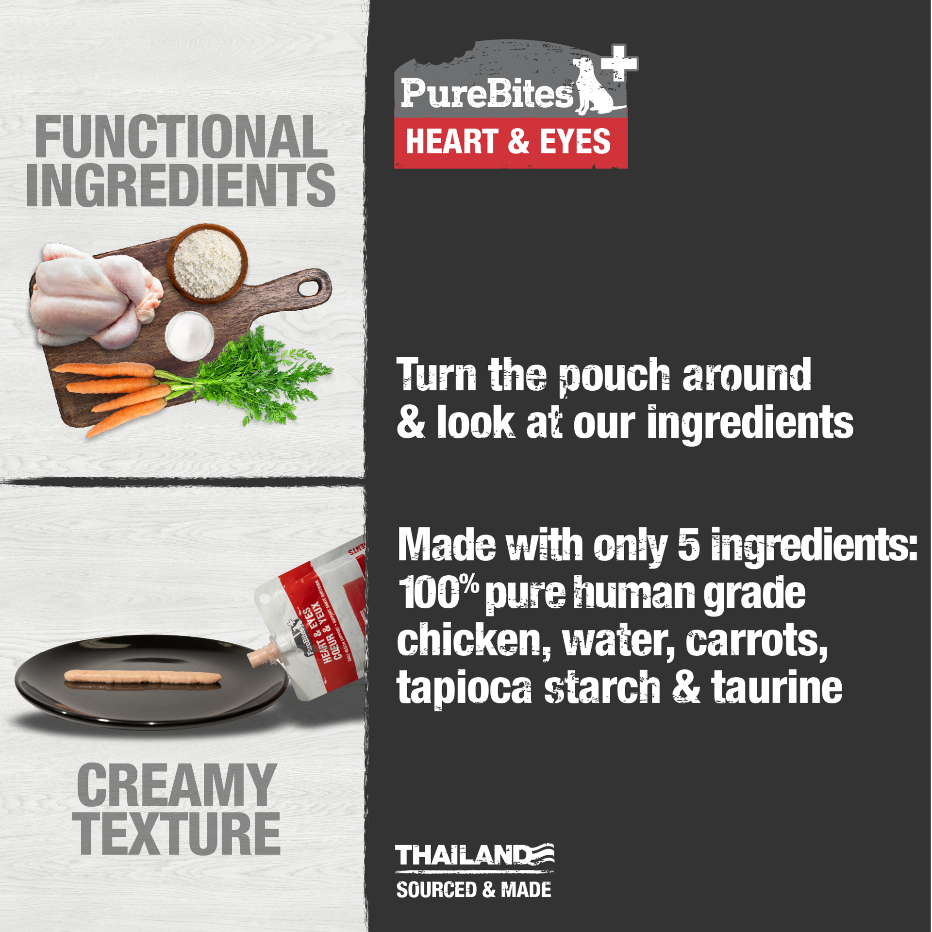 slide 2 of 5, PureBites Plus Squeezables Dog Treat • Topper 71g | Heart & Eyes | 5 Ingredients | Case of 15, 71 g