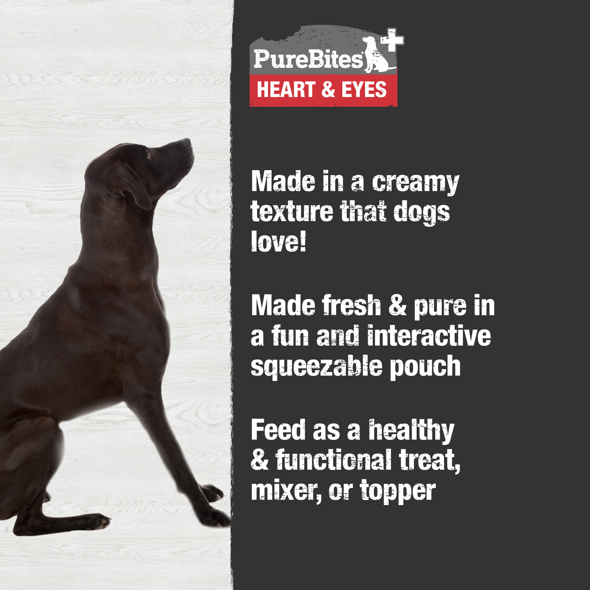 slide 4 of 5, PureBites Plus Squeezables Dog Treat • Topper 71g | Heart & Eyes | 5 Ingredients | Case of 15, 71 g