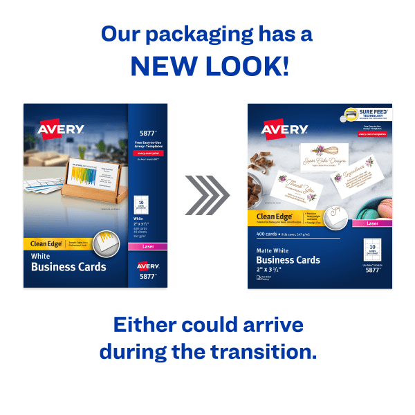 slide 7 of 7, Avery Laser Clean-Edge Two-Side Printable Business Cards, White, 400 ct; 2 in x 3 1/2 in