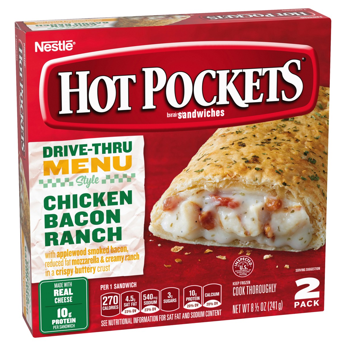 slide 2 of 8, Hot Pockets Hot Ones Spicy Garlic Chicken & Bacon Frozen Snacks in a Crispy Buttery Crust, Sandwich Snacks Made with Bacon, 2 Count Frozen Sandwiches, 8.5 oz