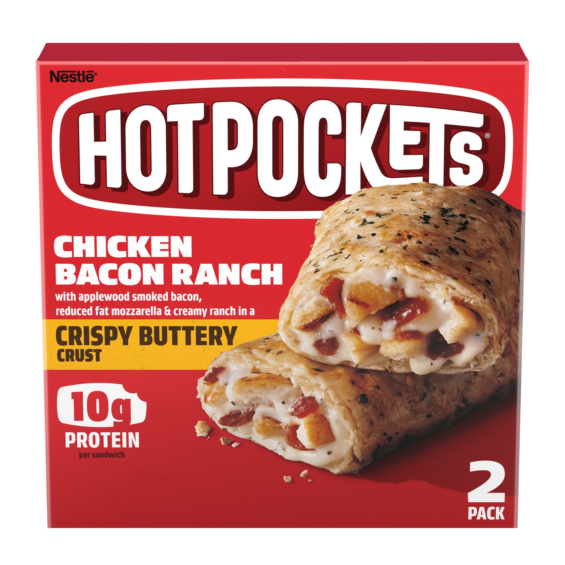 slide 1 of 8, Hot Pockets Hot Ones Spicy Garlic Chicken & Bacon Frozen Snacks in a Crispy Buttery Crust, Sandwich Snacks Made with Bacon, 2 Count Frozen Sandwiches, 8.5 oz