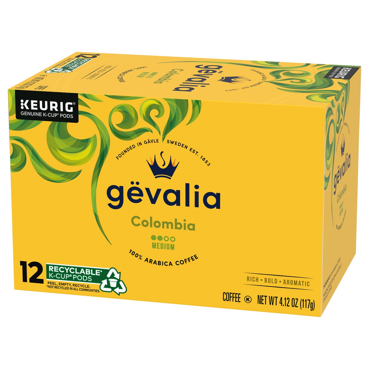 slide 3 of 9, Gevalia Colombia Medium Roast K-Cup Coffee Pods, 12 ct Box, 12 ct