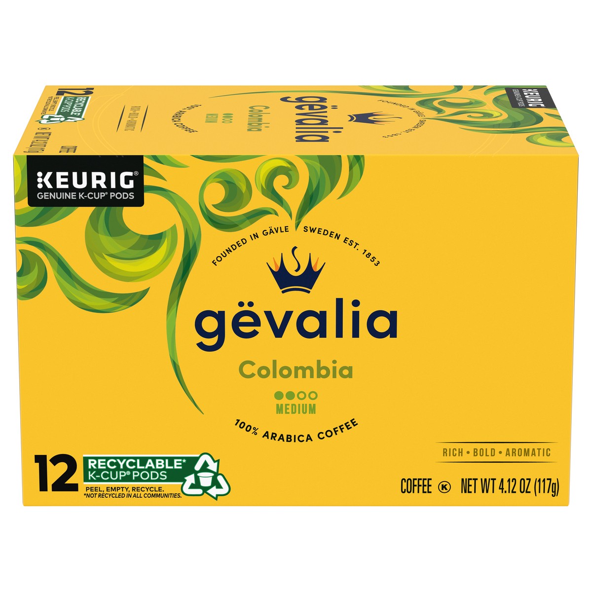slide 1 of 9, Gevalia Colombia Medium Roast K-Cup Coffee Pods, 12 ct
