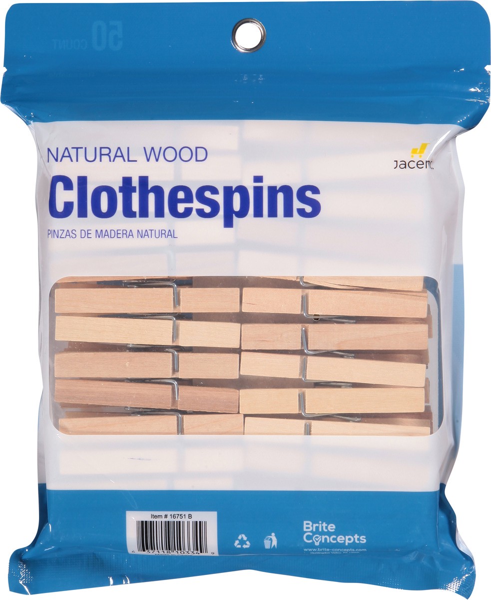 slide 5 of 12, Jacent Natural Wood Clothespins 50 ea, 50 ct