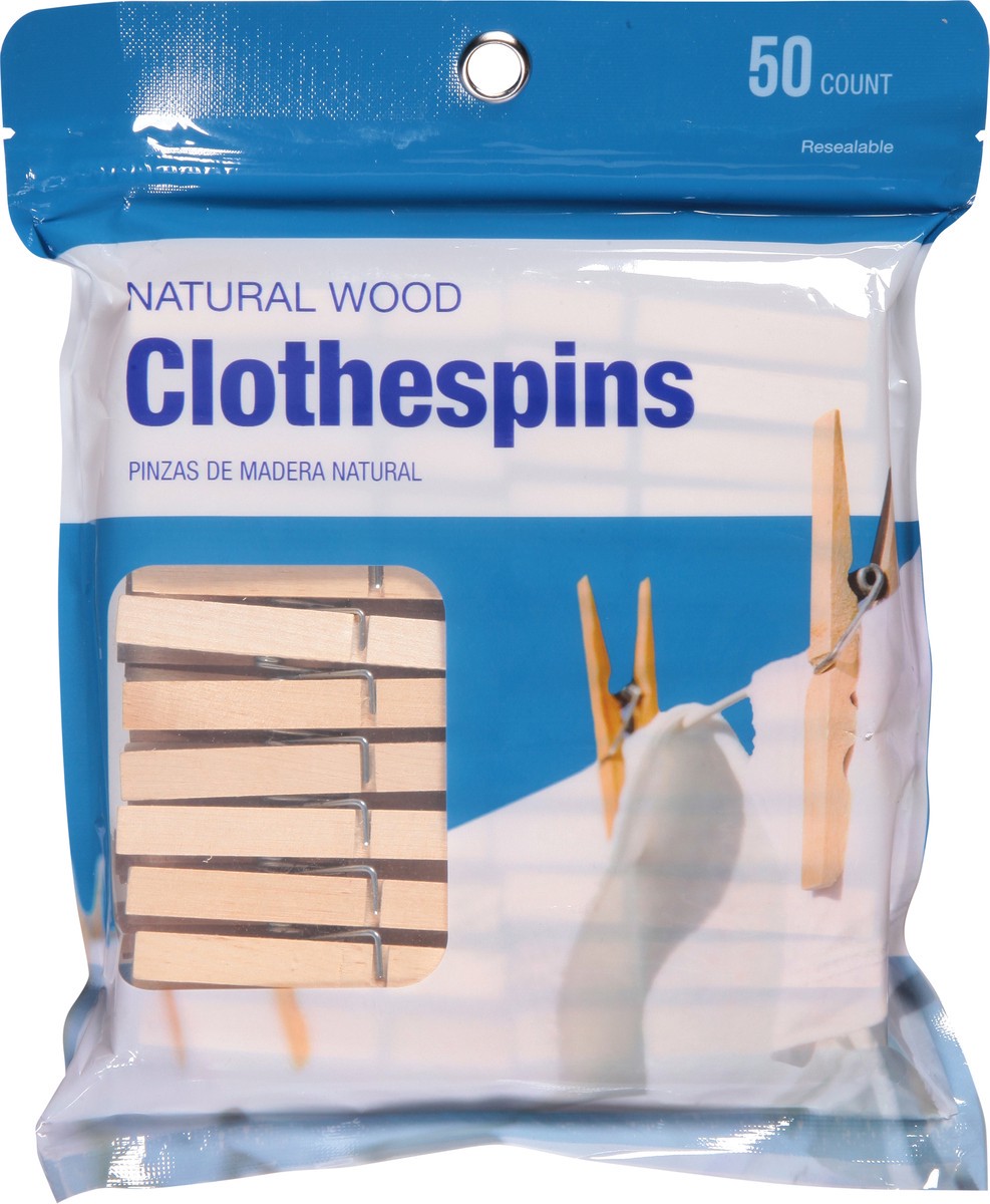 slide 1 of 12, Jacent Natural Wood Clothespins 50 ea, 50 ct