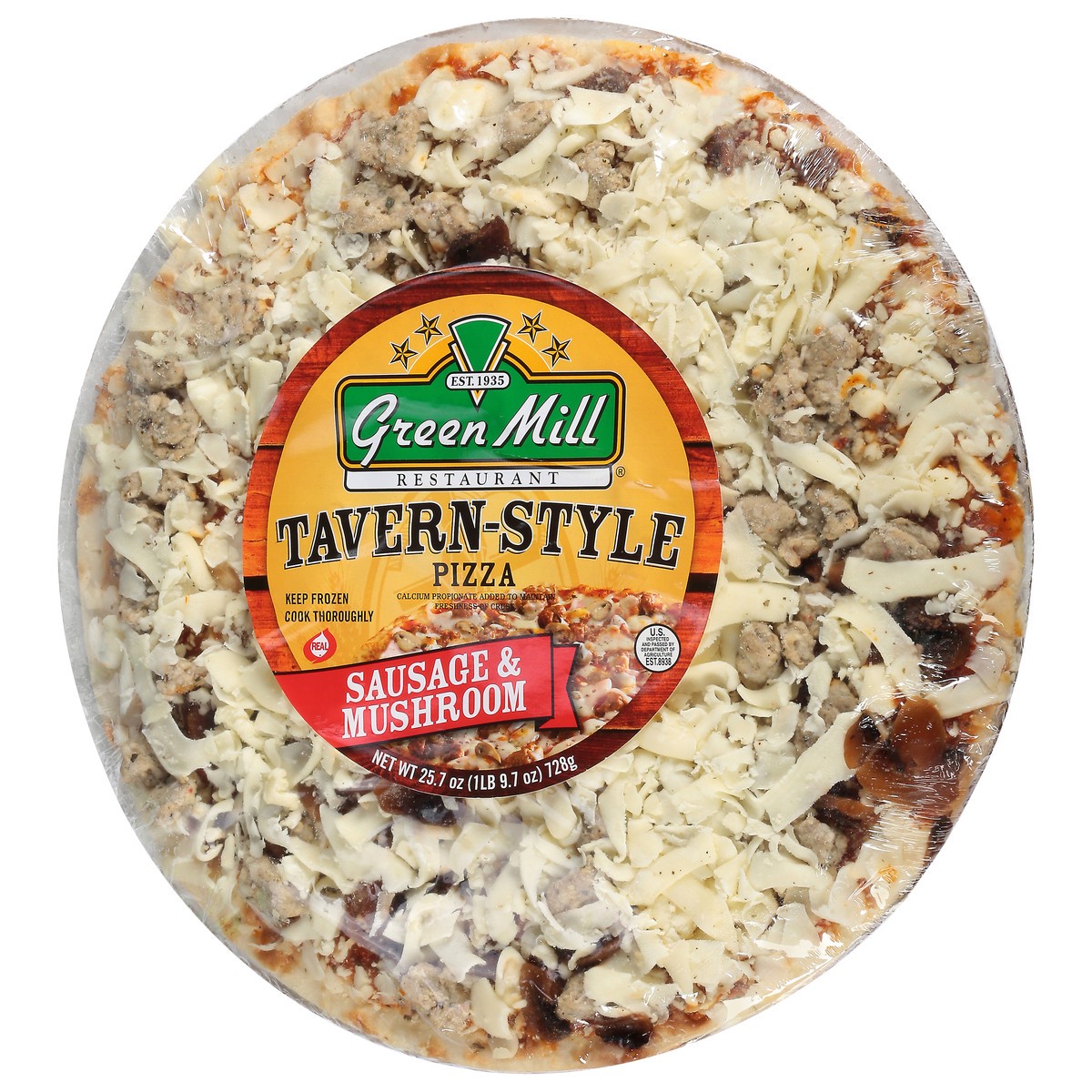 slide 10 of 12, Green Mill Restaurant Tavern-Style Sausage & Mushroom Pizza 25.7 oz, 25.7 oz