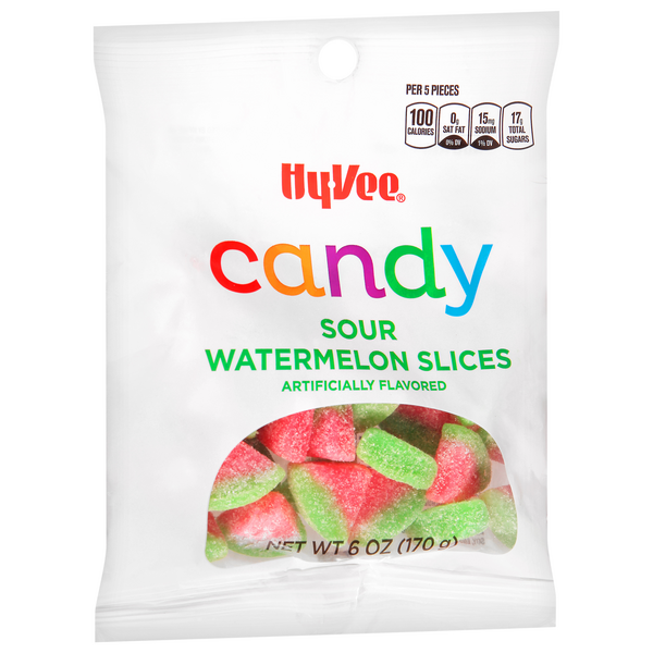 slide 1 of 1, Hy-Vee Sour Watermelon Slices, 6 oz