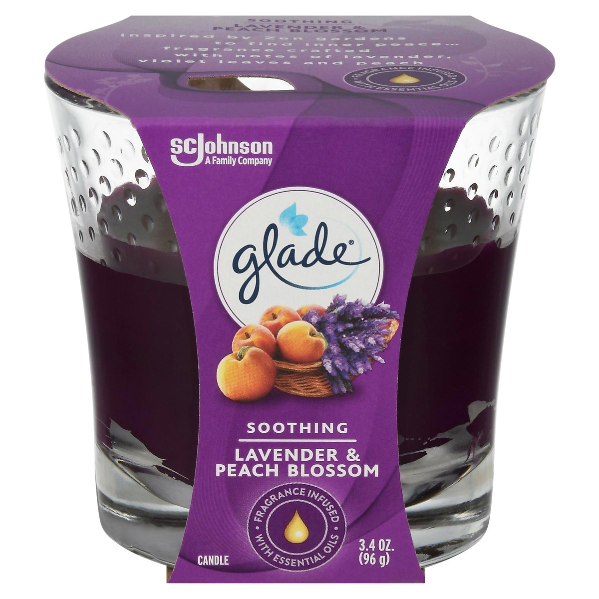 slide 12 of 12, Glade Lavander Peach Candle, 3.4 oz