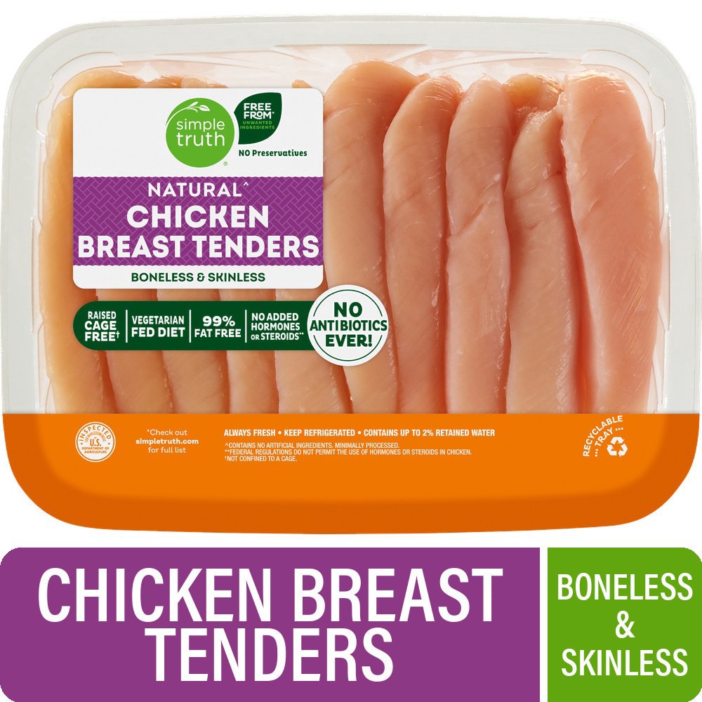 slide 4 of 5, Simple Truth Natural Chicken Breast Tenders Boneless & Skinless (5-7 Per Pack), per lb