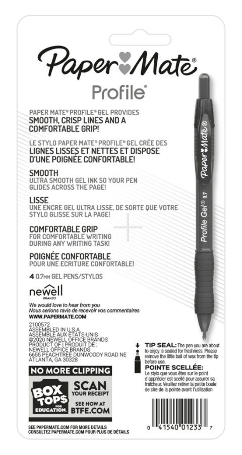 slide 7 of 7, Paper Mate Profile 0.7Mm Assorted Gel Pens, 4 ct