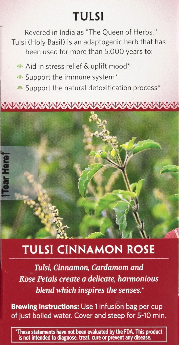 slide 8 of 13, Organic India Caffeine Free Infusion Bags Tulsi Cinnamon Rose Herbal Supplement 18 ea, 18 ct