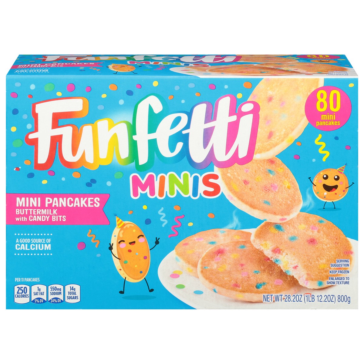 slide 1 of 9, Funfetti Buttermilk with Candy Bits Pancakes Mini 80 ea, 80 ct
