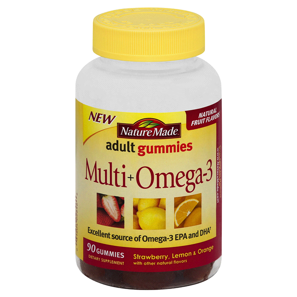 slide 1 of 6, Nature Made Multi Omega 3 Gummies Vitamins, 90 ct