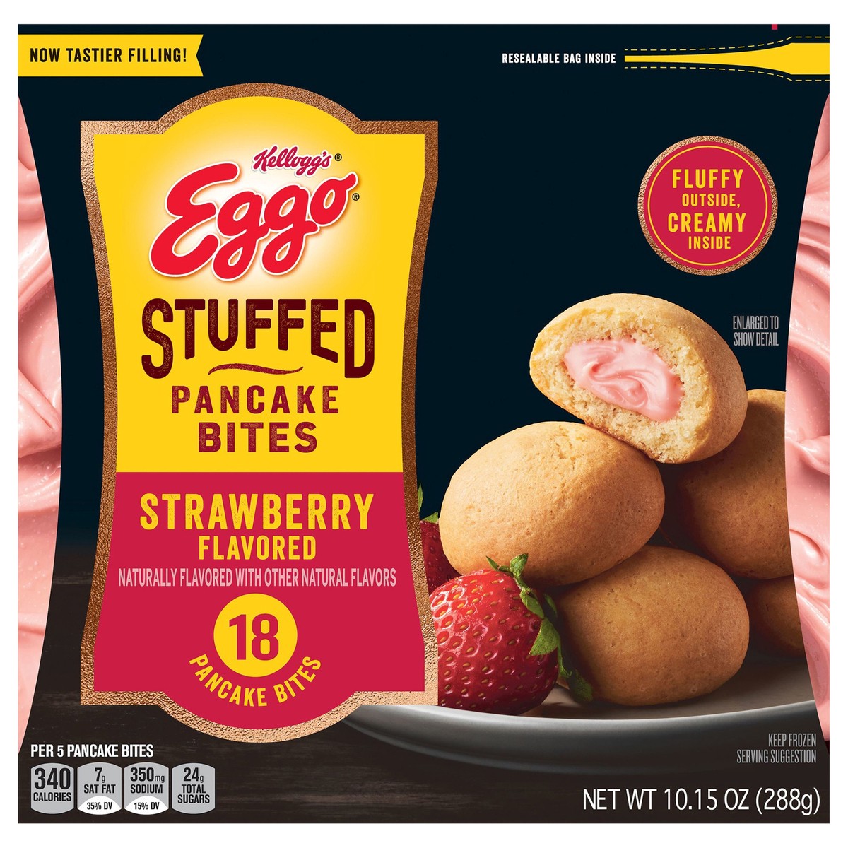 slide 1 of 8, Eggo Kellogg's Eggo Strawberry Frozen Stuffed Pancake Bites, 10.15 oz