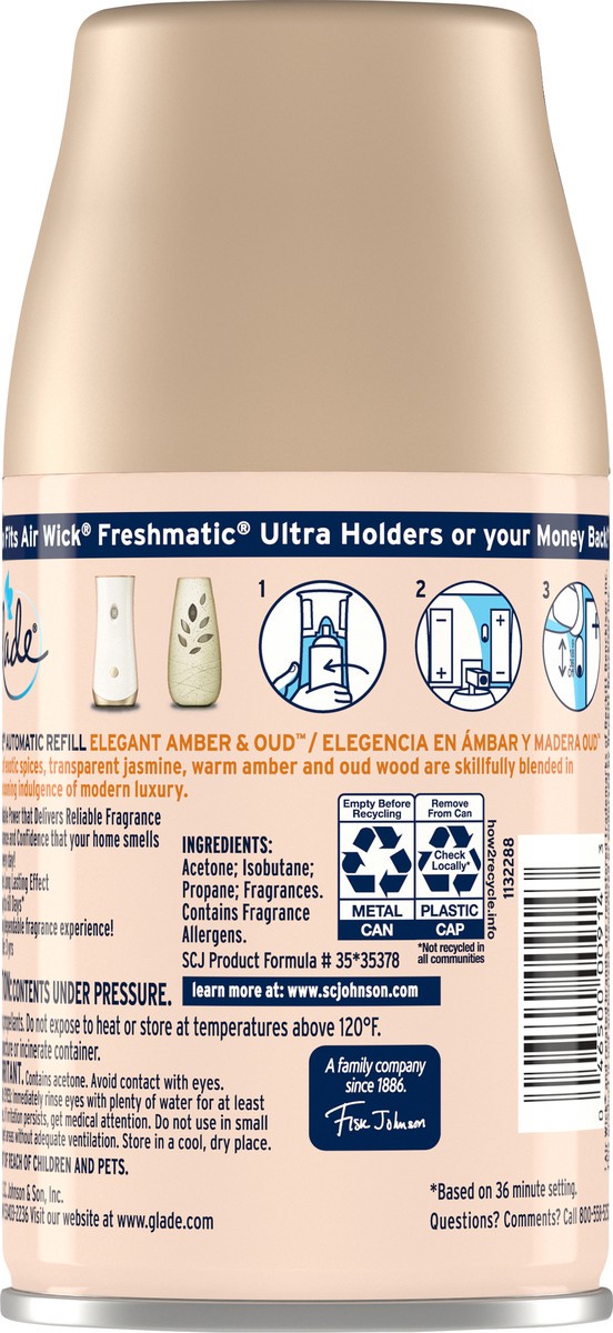 slide 5 of 9, Glade Automatic Spray Refill, Air Freshener, Amber & Oud, 6.2 oz, 6.2 oz