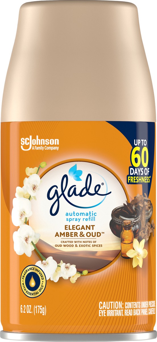 slide 6 of 9, Glade Automatic Spray Refill, Air Freshener, Amber & Oud, 6.2 oz, 6.2 oz