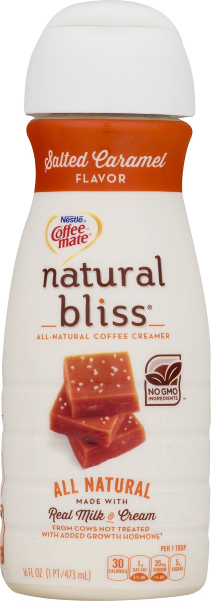 slide 2 of 9, COFFEE-MATE NATURAL BLISS Salted Caramel All-Natural Liquid Coffee Creamer 16 fl. oz. Bottle, 16 oz