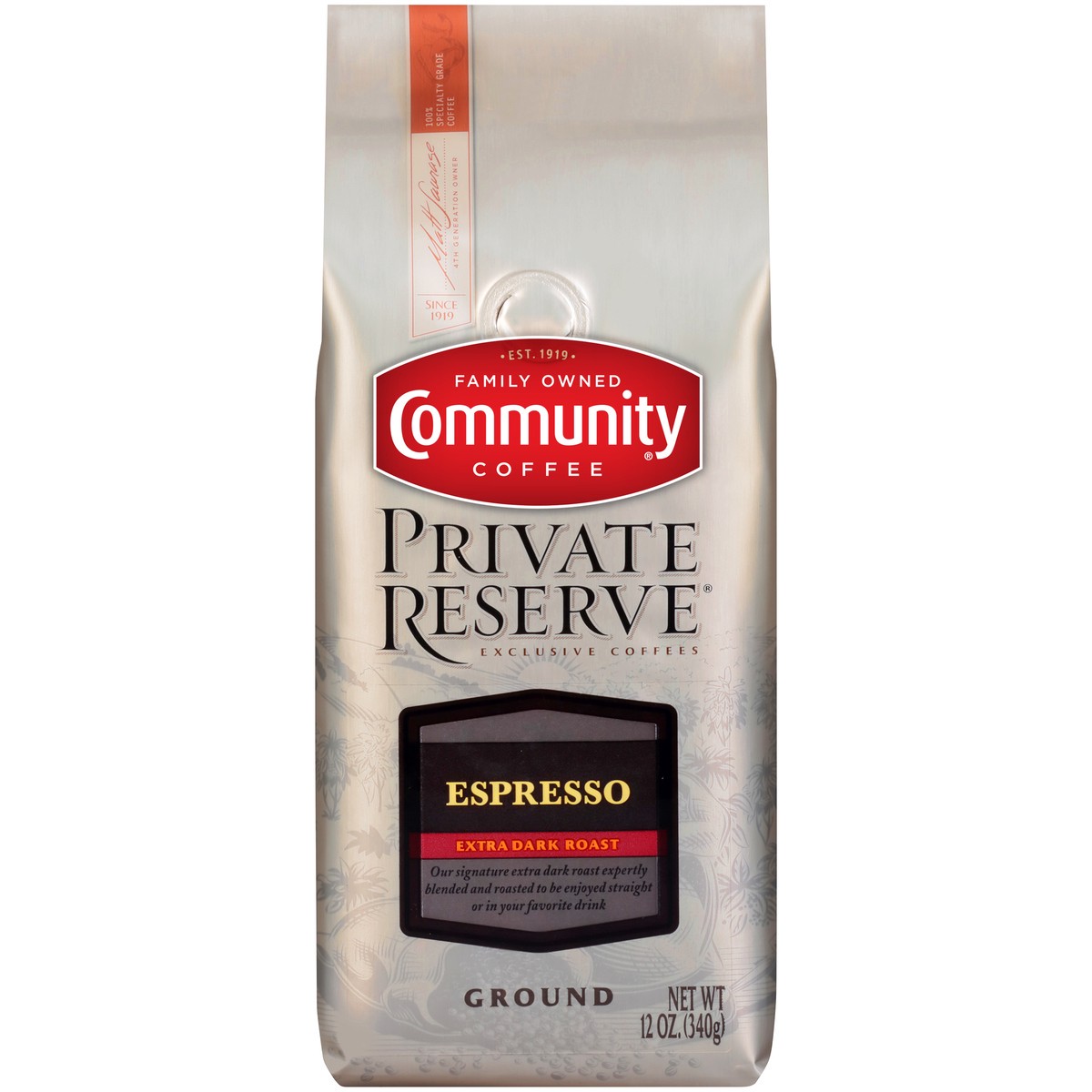 slide 4 of 6, Community Coffee Coffee Private Reserve Espresso Extra Dark Roast Ground Coffee - 12 oz, 12 oz