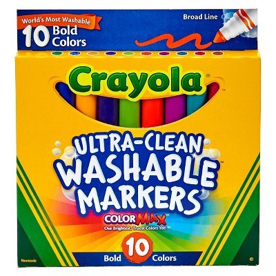 slide 1 of 1, Crayola Ultra-Clean Markers Broad Line Washable Bold, 10 ct