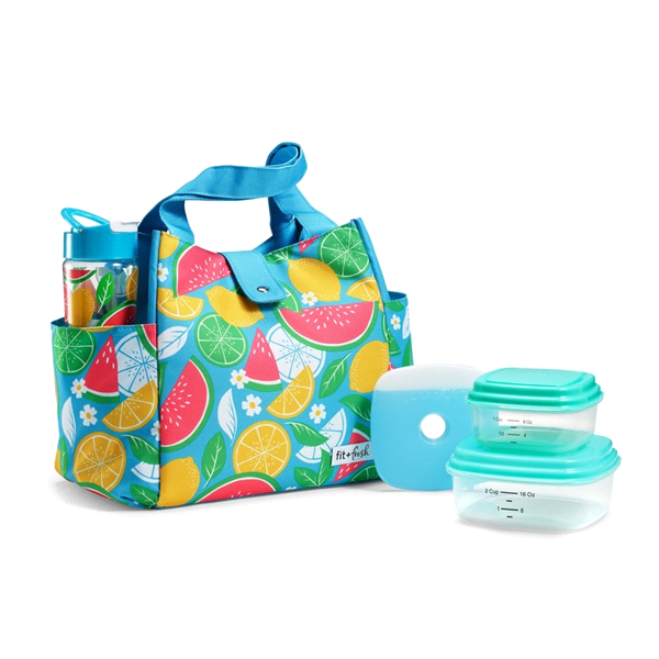 slide 1 of 1, Fit & Fresh Wesport Insulated Lunch Bag Kit, Aqua Fruit Platter, One Size