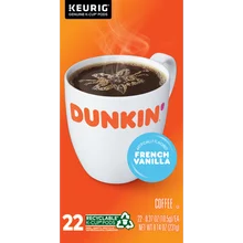 Dunkin' Donuts French Vanilla Light Roast Coffee, Single Serve - 22 ct
