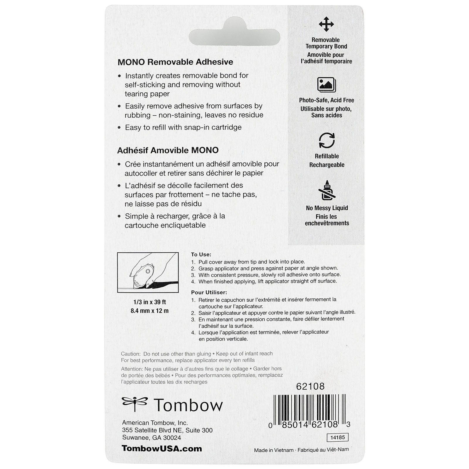 slide 2 of 9, Tombow Mono Removable Adhesive, 1/3 in x 39 ft