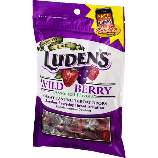 slide 7 of 25, Luden's Wild Berry Throat Drops, Sore Throat Relief, 30 Count, 30 ct